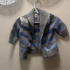 GAP Kids Gray and Blue Striped Sweater